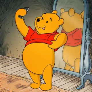 😄 04009fb9 Winnie the Pooh winnie the pooh, disney, cartoni animati, orso, selfie, specchio telegram sticker