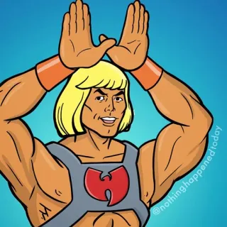 😁 31e71561 He-Man Cartone animato, Muscoli, Forte, Anni '80, Wu-Tang Clan, Crossover telegram sticker