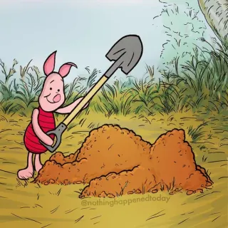 😁 b850d639 Piglet Winnie the Pooh @nothinghappenedtoday maialino, pala, scavare, cartone animato, pooh telegram sticker