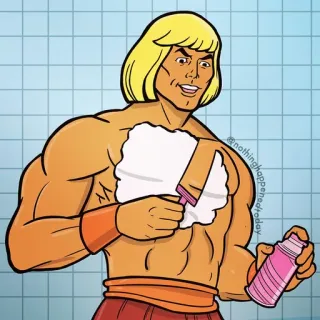 😁 d84fe026 He-Man Masters of the Universe he-man, rasatura, muscoli, cartoni animati, rasoio telegram sticker