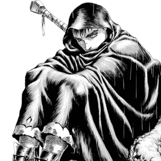 🌧 02186d97 Guts Berserk Anime, Manga, Épée, Guerrier, Fantasy, Sombre whatsapp sticker