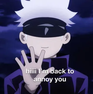 👋 1df4834c hiiii I'm back to annoy you anime, annoy, greeting, character, cartoon, sticker whatsapp sticker