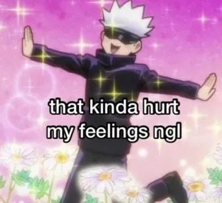 🥲 76681720 that kinda hurt my feelings ngl anime, cartoon, gojo satoru, jujutsu kaisen whatsapp sticker