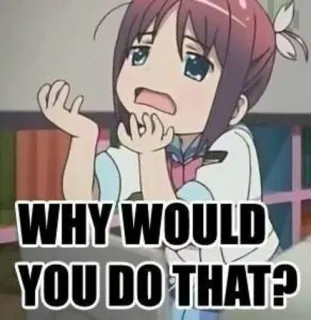 🤧 80cc5757 WHY WOULD YOU DO THAT? anime, question, meme, confused whatsapp sticker