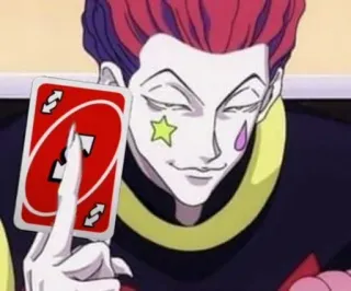 ♾️ c0bd46d7 Hisoka Hunter x Hunter anime, card, uno reverse, hisoka, hunter x hunter whatsapp sticker