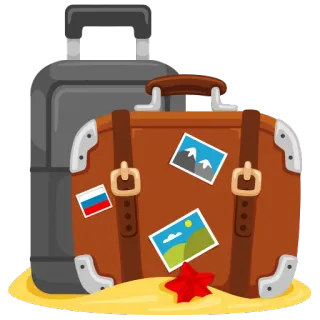 👜 92683918 maleta, viaje, vacaciones, equipaje, playa, pegatina, estrella de mar telegram sticker