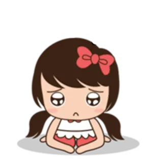 😟 68404f36 アニメ, 女の子, 悲しい, 泣く, 可愛い, リボン, イラスト telegram sticker