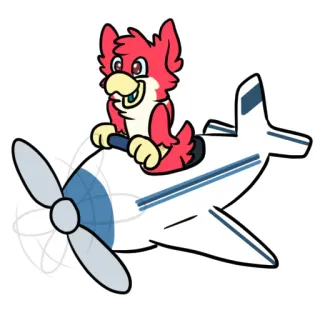 ✈ a44e3303 dier, cartoon, vliegtuig, piloot, vliegen, schattig, harig, rood telegram sticker