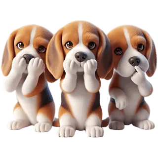 😳 0afb1984 psy, beagle, nie mówić nic złego, nie słyszeć nic złego, nie widzieć nic złego, trzy mądre małpy telegram sticker