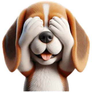 ☺️ 2fbce1cf pies, zwierzę, kreskówka, bawiący się, chowanego, słodki, beagle, zwierzę domowe telegram sticker