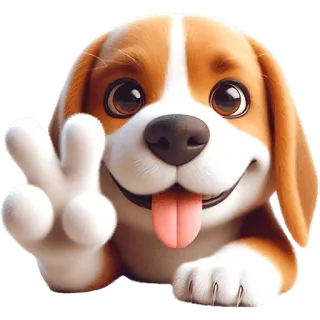 ✌️ 82131455 pies, beagle, znak pokoju, zwierzę, słodki, szczeniak telegram sticker