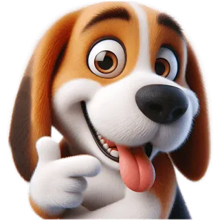 👍 a53140b7 pies, szczeniak, zwierzę, zwierzę domowe, słodki, kreskówka, beagle, kciuk w górę telegram sticker