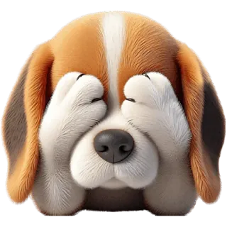 ☹️ e8ad37de pies, szczeniak, beagle, słodki, zwierzę, chowa się, oczy, a ku-ku telegram sticker