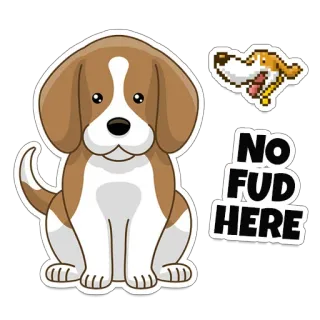 😑 74d73826 NO FUD HERE pies, szczeniak, zwierzę, zwierzak, beagle, psina telegram sticker