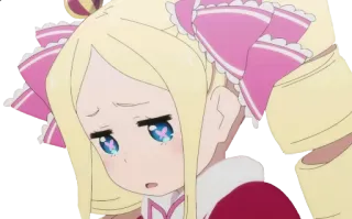 😞 301df3ef Beatrice Re:Zero 动漫, 萝莉, 可爱, 悲伤, 女孩 telegram sticker
