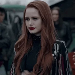 🗞 1d6eae04 Cheryl Blossom Riverdale женщина, рыжие волосы, куртка, Шерил Блоссом, Ривердейл, человек, мода whatsapp sticker