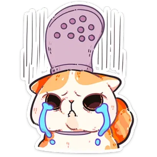 😢 32907efa 猫, 难过, 哭, 卡通, 贴纸, 动物, 可爱 whatsapp sticker