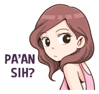 🙄 02621939 PA'AN SIH? 여자, 만화, 질문, 인도네시아어, 표정, 스티커 telegram sticker