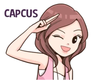 😉 654524cc CAPCUS 애니메이션, 여자, 만화, 윙크, 경례 telegram sticker