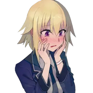 😳 185f6b67 动漫女孩, 脸红, 制服, 可爱, 动漫 telegram sticker