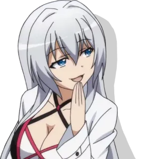 😏 4fa664a6 动漫, 得意, 角色, 白发, 坏笑, 女性 telegram sticker