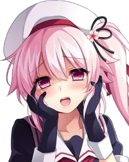 😍 6c91ef79 动漫女孩, 粉色头发, 可爱, 脸红, 水手服 telegram sticker