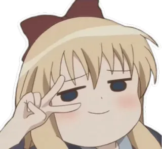 ✌ 7732de57 动漫, 女孩, 角色, 和平手势, 可爱, 卡哇伊, 卡通 telegram sticker