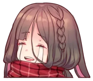 😭 7a941417 动漫, 卡哇伊, Q版, 可爱, 女孩, 围巾, 快乐 telegram sticker