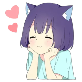 ☺️ a191bd37 动漫, 卡哇伊, 猫耳, 爱心, 可爱, 女孩 telegram sticker