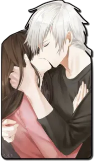 😘 b409c77e 亲吻, 动漫, 浪漫, 爱, 情侣, 可爱 telegram sticker