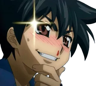 😏 be90da8c 动漫, 男孩, 角色, 微笑, 脸红 telegram sticker