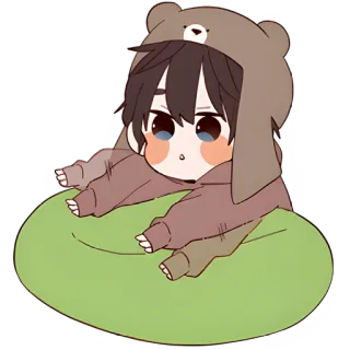 😤 f4627f22 Anime, Chibi, Kawaii, Orso, Carino, Cartone animato, Ragazzo, Adesivo telegram sticker