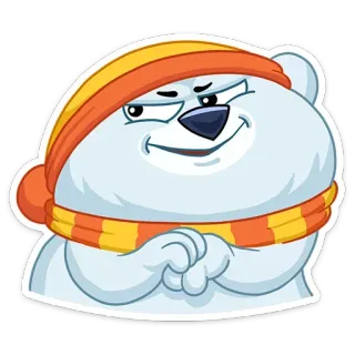 😀 338618bb ijsbeer, cartoon, winter, sjaal, muts, schattig telegram sticker