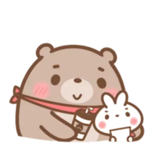 😙 05993b6e bear, rabbit, cute, kawaii, coffee, animals telegram sticker