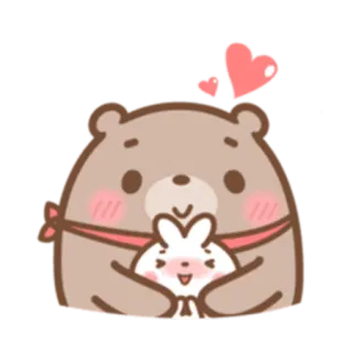 💘 6d82131e bear, bunny, hug, love, cute, cartoon, animal telegram sticker