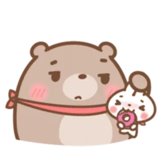😑 ef91104f bear, rabbit, donut, cute, kawaii, animals, sticker telegram sticker