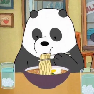 🙂 9c3d90b4 Panda We Bare Bears panda, we bare bears, cartoon, eating, ramen, noodles telegram sticker