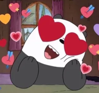 😍 e2e38932 Panda We Bare Bears panda, love, hearts, cartoon, cute, animated telegram sticker