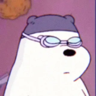 🧸 a720325b Ice Bear We Bare Bears gấu trắng Bắc Cực, we bare bears, phim hoạt hình, gấu Bắc Cực, bơi lội, kính bơi, gấu telegram sticker