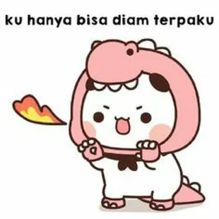 🐻 45ea93d8 ku hanya bisa diam terpaku 귀여운, 공룡, 불, 카와이, 동물, 캐릭터, 분홍색 whatsapp sticker