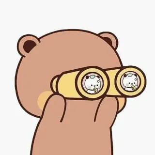 🐻 b5e3b1fb 곰, 쌍안경, 만화, 동물, 귀여운, 아기, 카와이 whatsapp sticker