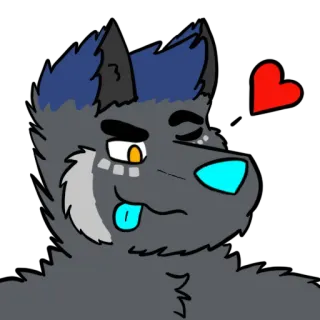 😏 0a67f5aa волк, мультфильм, животное, сердце, пушистый telegram sticker