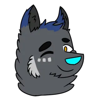 😉 1c959bd0 Волк, Фурри, Мультфильм, Животное, Голова, Подмигивание telegram sticker