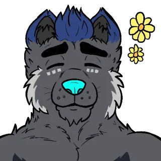 ☺️ 39741d9e Фурри, Животное, Мультфильм, Антро, Цветы, Милый, Персонаж telegram sticker