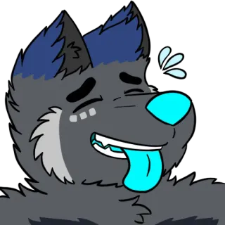 ☺️ 54731975 Фурри, Мультфильм, Животное, Волк, Пот, Уставший, Счастливый telegram sticker
