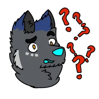 ❓ 5dd44472 волк, в замешательстве, вопросительные знаки, выражение, неуверенность, пушистый telegram sticker