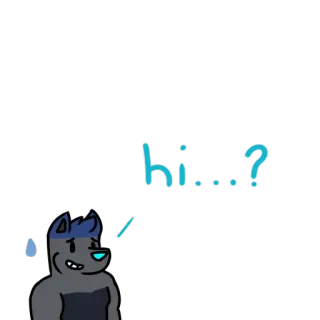 😅 a2141afc hi...? мультфильм, пушистый, антропоморфный, персонаж, приветствие, привет, вопрос telegram sticker