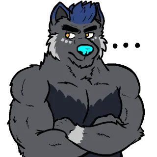 😒 aeac778e Волк, Фурри, Антропоморфный, Животное, Мультфильм, Персонаж, Мускул telegram sticker