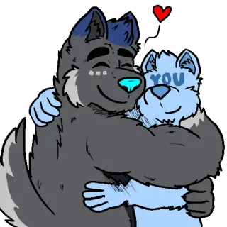 🤗 af8f9200 YOU фурри, объятия, любовь, нежность, мультфильм telegram sticker