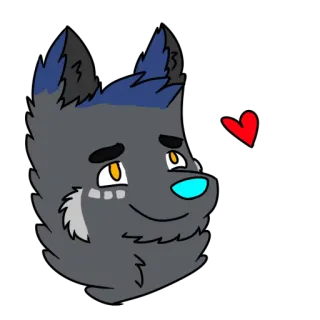❤ cee5eda6 волк, мультфильм, животное, милый, сердце, наклейка, пушистый telegram sticker